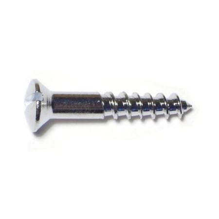 Midwest Fastener Wood Screw, #8, 3/4 in, Chrome Brass Oval Head Slotted Drive, 45 PK 61713